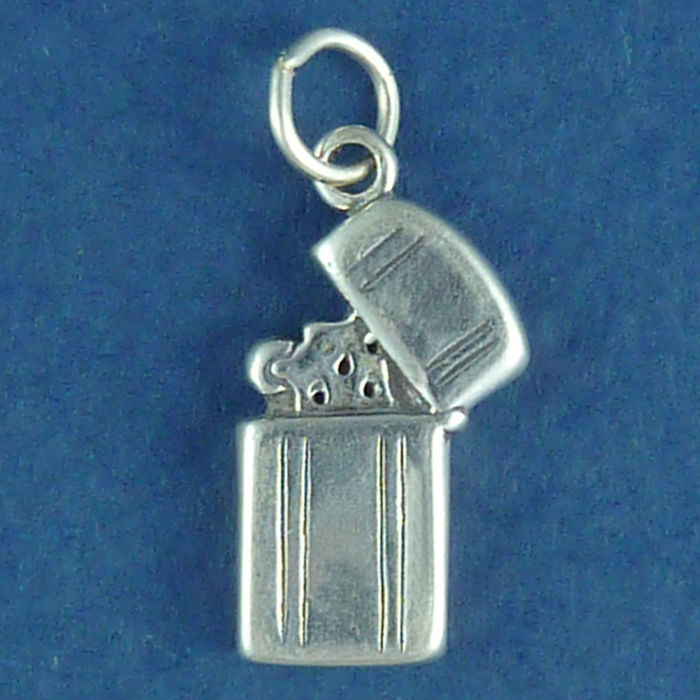 Pocket Cigarette LIGHTER 3D Sterling Silver Charm Pendant