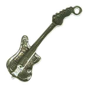 MUSIC: Electric Guitar 3D Sterling Silver Charm Pendant