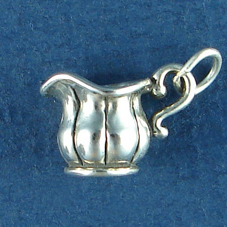 Creamer Dish for COFFEE or Tea 3D Sterling Silver Charm Pendant