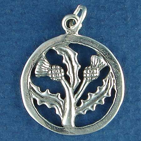 Celtic Thistle in a RING Sterling Silver Charm Pendant