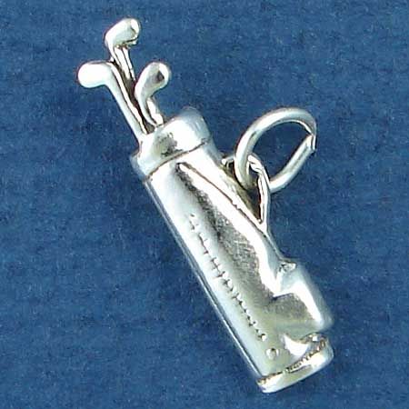 GOLF Bag and CLUBS Sterling Silver Charm Pendant