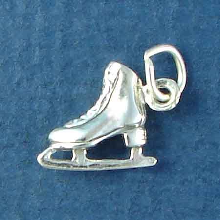 ICE SKATE 3D Sterling Silver Charm Pendant