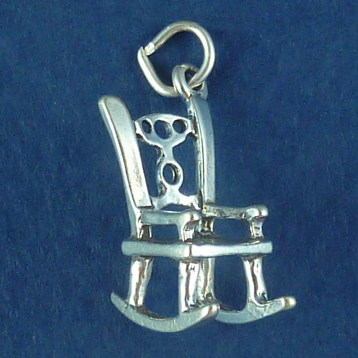 Rocking CHAIR 3D Sterling Silver Charm Pendant