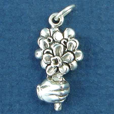 WEDDING Flower Girl Bouque Sterling Silver Charm Pendant