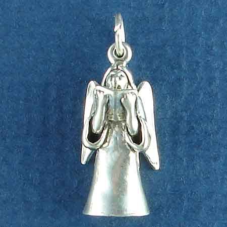 Angel Charm Sterling Silver Pendant Singing with Song BOOK Open