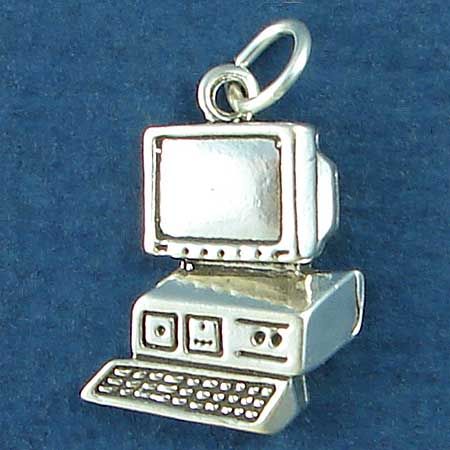 COMPUTER PC System Sterling Silver Charm Pendant