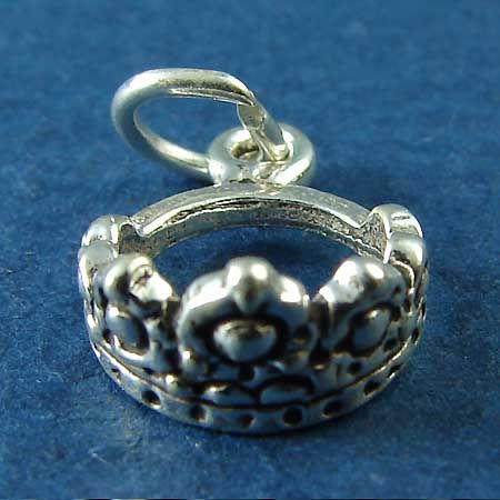 Crown or TIARA of a Queen 3D Sterling Silver Charm Pendant