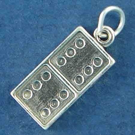 Domino GAME Piece Sterling Silver Charm Pendant