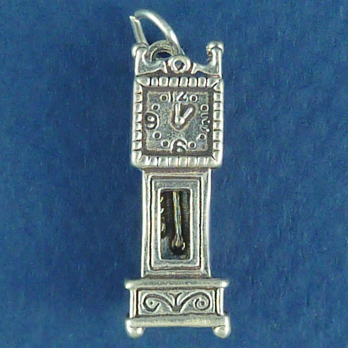 Grandfather CLOCK 3D Sterling Silver Charm Pendant