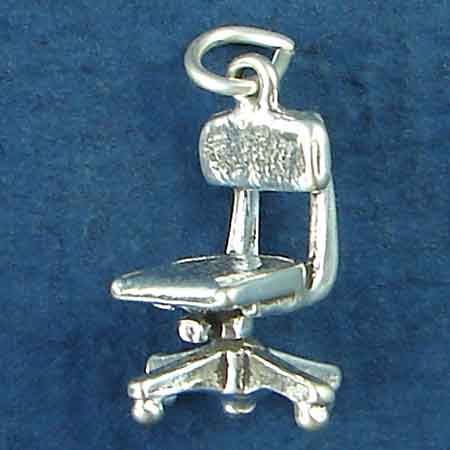 Office CHAIR 3D Furniture Sterling Silver Charm Pendant