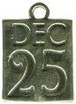 Christmas: Dec. 25 Date on CALENDAR Sterling Silver Charm Pendant
