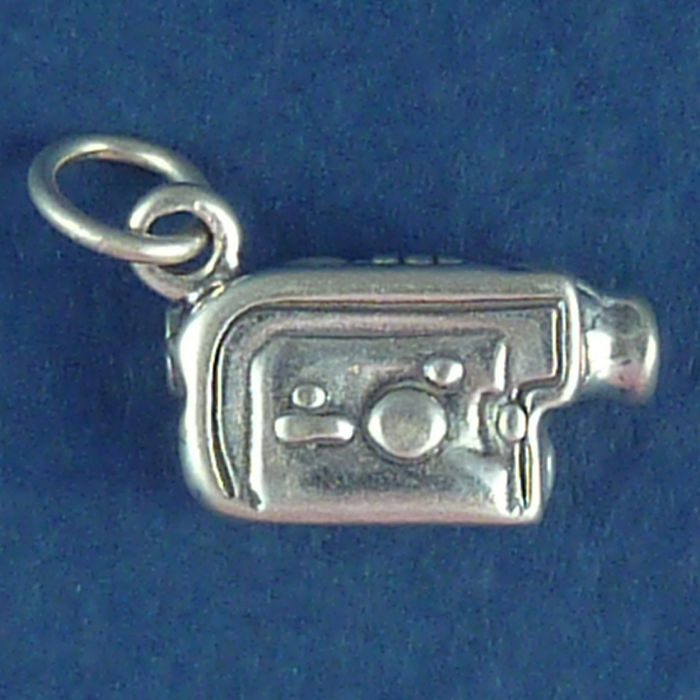 Camera CAMCORDER 3D Sterling Silver Charm Pendant