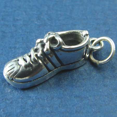 TENNIS SHOE 3D for Running or Sports Sterling Silver Charm Pendant