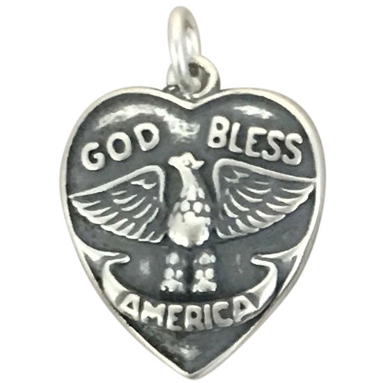 God Bless America Charm Sterling Silver » Heart Charm Sterling Silver