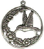Bird: Hummingbird with FLOWERS Sterling Silver Charm Pendant