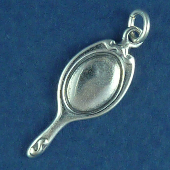 Ladies Hand MIRROR Charm Sterling Silver Pendant