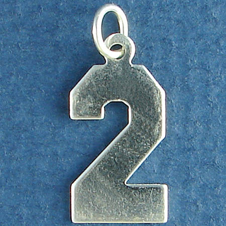 Number 2 Sports  JERSEY Sterling Silver Charm Pendant