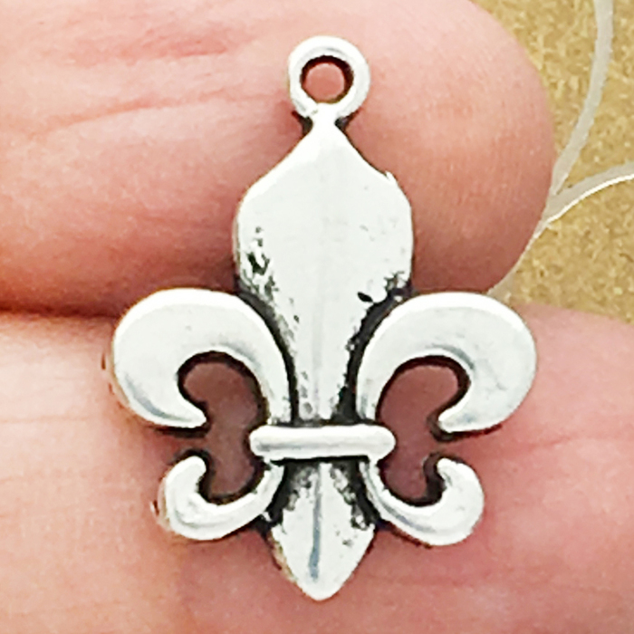 Silver Fleur De Lis Charms for BRACELET in Pewter