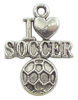 I Love SOCCER Charm in Antique Silver Pewter