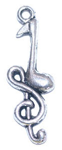 MUSIC Note Charm in Antique Silver Pewter