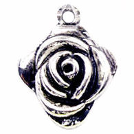 Rose Charm Antique Silver Pewter Large FLOWER Charm