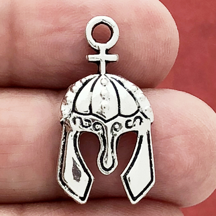 Spartan HELMET Charms Wholesale in Antique Silver Pewter