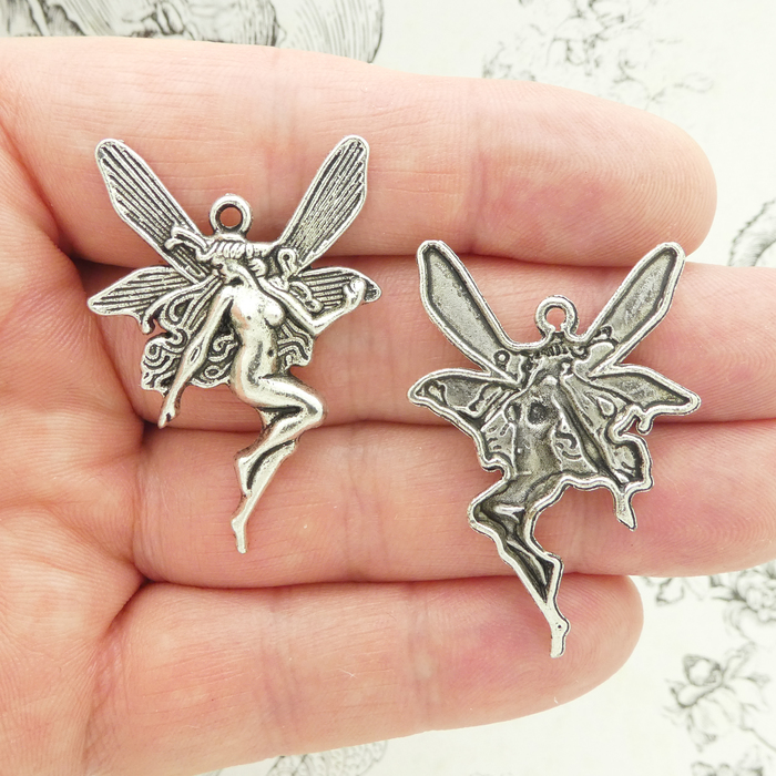 Silver Fairy Charms in Pewter Large