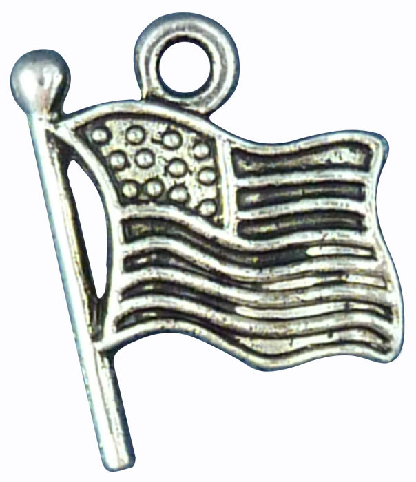 American FLAG Charm Antique Silver Pewter