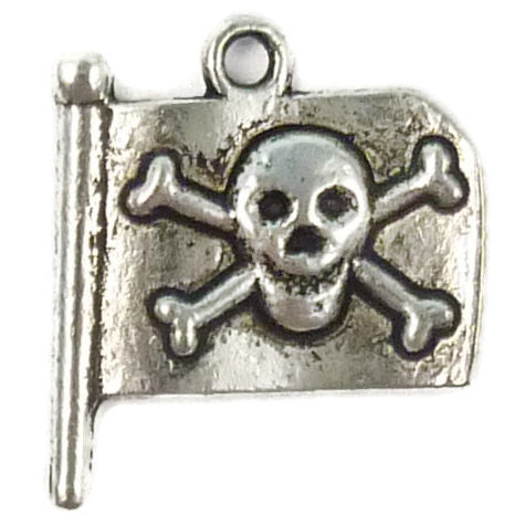 Pirate FLAG Charm Antique Silver Pewter