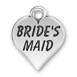Bride's Maid Heart WEDDING Charm Antique Silver Pewter