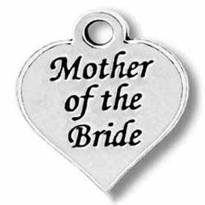 Mother of the Bride Heart WEDDING Charm Antique Silver Pewter