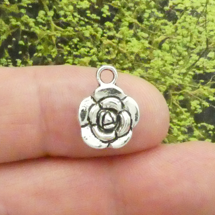 Silver Rose Charms Wholesale Pewter