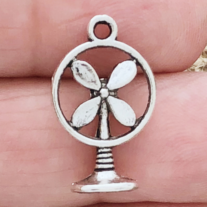 Electric FAN Charms Wholesale in Silver Pewter