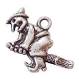 Witch Charm in Antique Silver Pewter HALLOWEEN Charms