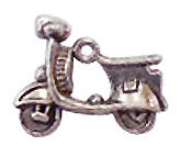 Motor SCOOTER Charm in 3D Antique Silver Pewter