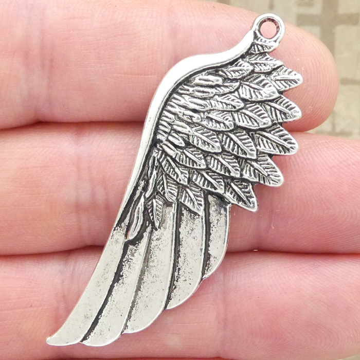 Silver Angel Wing Charms Bulk Large in Pewter » Angel Charm