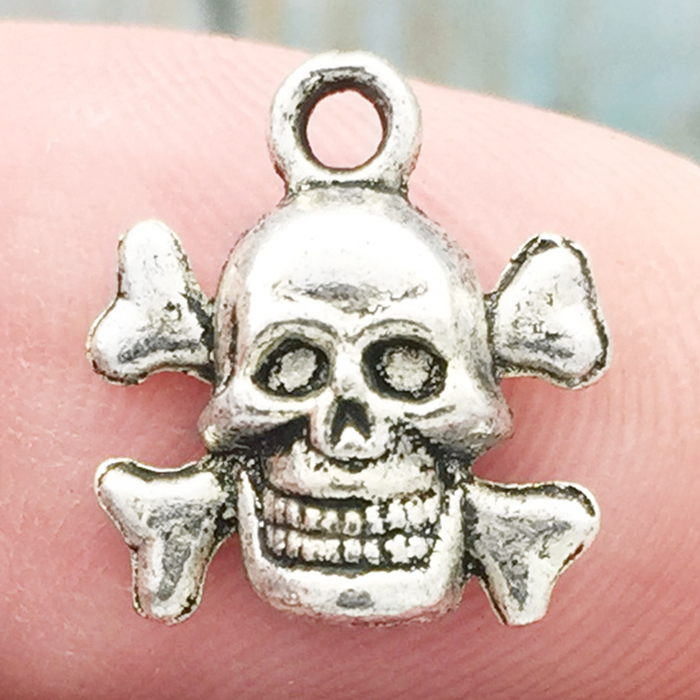 SKULL Charms for Jewelry Making Antique Silver Pewter