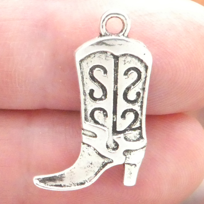 Cowboy BOOT Charms Wholesale Silver Pewter