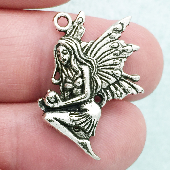 Kneeling Fairy Charms in Bulk Silver Pewter