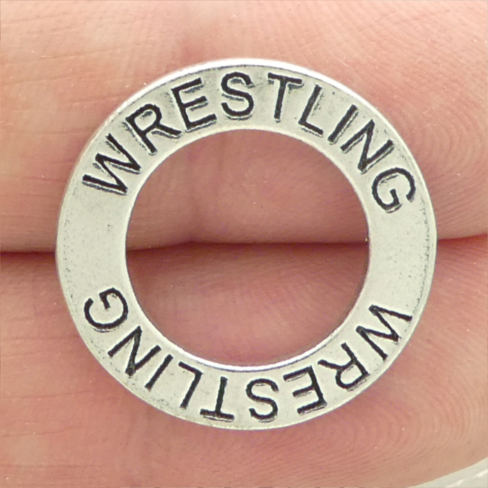 Affirmation RING Wrestling Charm in Antique Silver Pewter