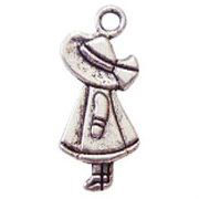 Little Girl Charm in RAIN COAT Antique Silver Pewter