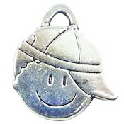 Boy Charm Wearing BASEBALL CAP Antique Silver Pewter