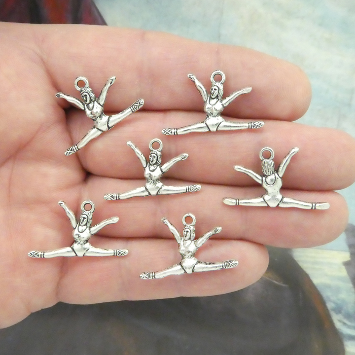 Gymnastics Charms Wholesale in Silver Pewter Girl in Splits