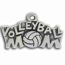 Mom VOLLEYBALL Charm Antique Silver Pewter