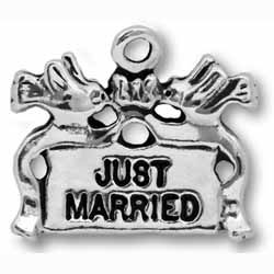 Just Married SIGN Wedding Charm Antique Silver Pewter