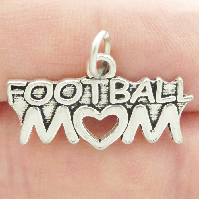 FOOTBALL Mom Charms Wholesale Antique Silver Pewter