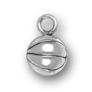 BASKETBALL Charm 3D Antique Silver Pewter
