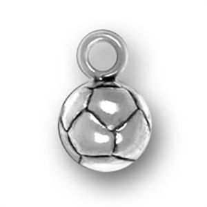 SOCCER Ball Charm 3D Antique Silver Pewter