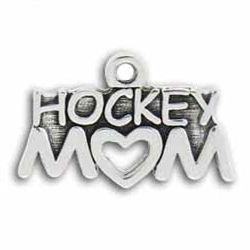 Mom HOCKEY Charm Antique Silver Pewter