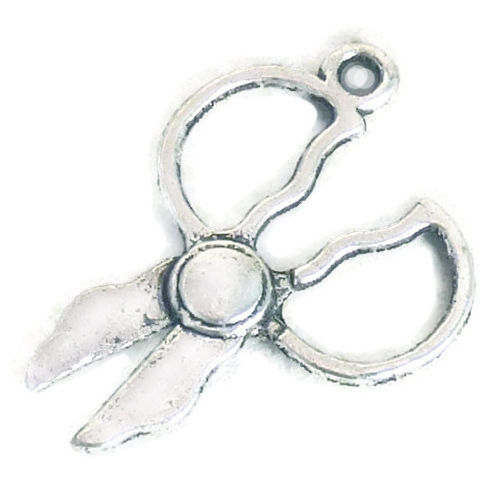 SHORT Scissors Charm 3D in Antique Silver Pewter